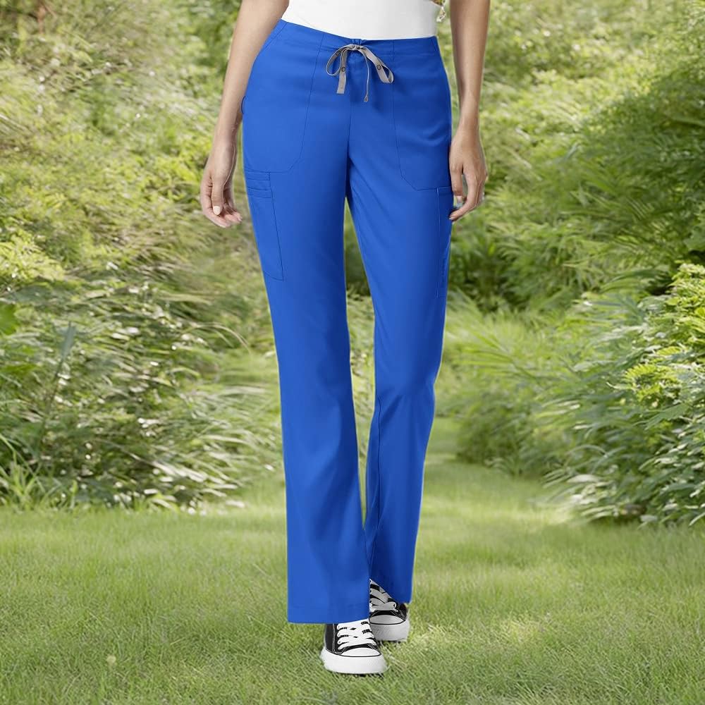 WonderWink Womens Moderate Flare Leg Cargo Medical Scrubs Pants, Royal, X-Small US