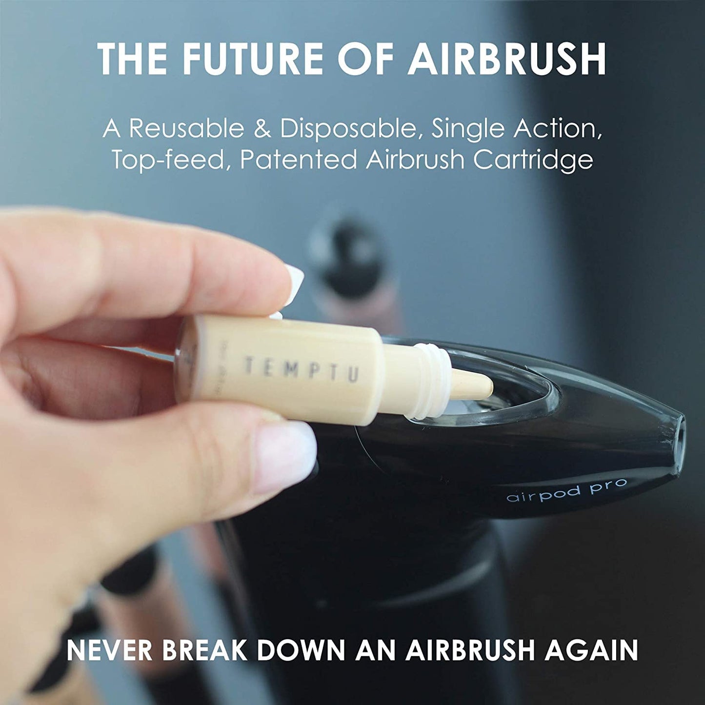 TEMPTU Airpod Pro - Reusable, Refillable, Makeup Cartridge For Custom Blending & Mixing Colors – Premium, Professional Airbrush Makeup Accessories - Professional Airbrush Equipment
