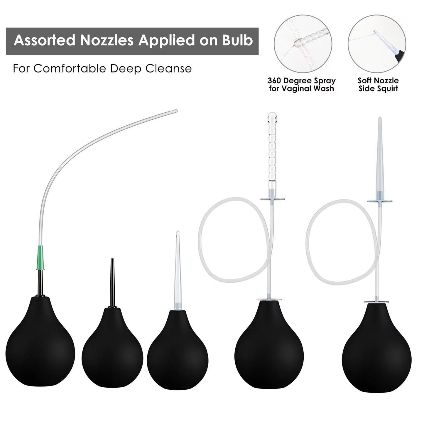 9Pcs Enema Bulb Kit for Men Women 19 Inch Silicone Hose Enema Nozzle Tip Colon Tube, Anal Vaginal Douche Rectal Enema Irrigation Syringe Pump Feminine Wash Shower Intestinal Colon Detox Cleansing Kit