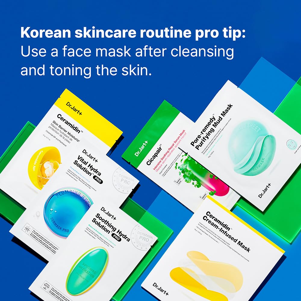 Dr.Jart+ Hydrating and Soothing Face Mask Value Set | 4 Korean Face Masks | Korean Skin Care Set