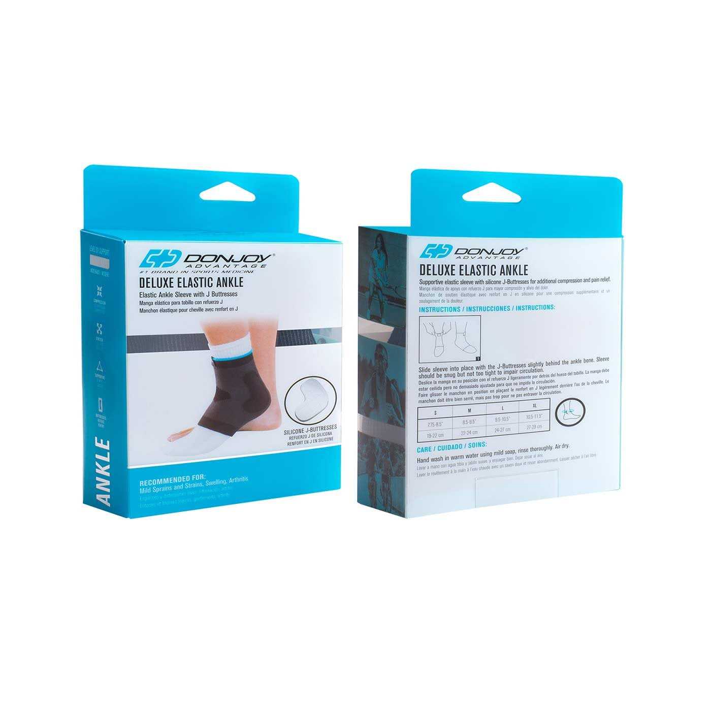 DonJoy Advantage DA161AV02-BLK-L Deluxe Elastic Ankle for Sprains, Strains, Swelling, Black, Large fits 9.5", 10.5"