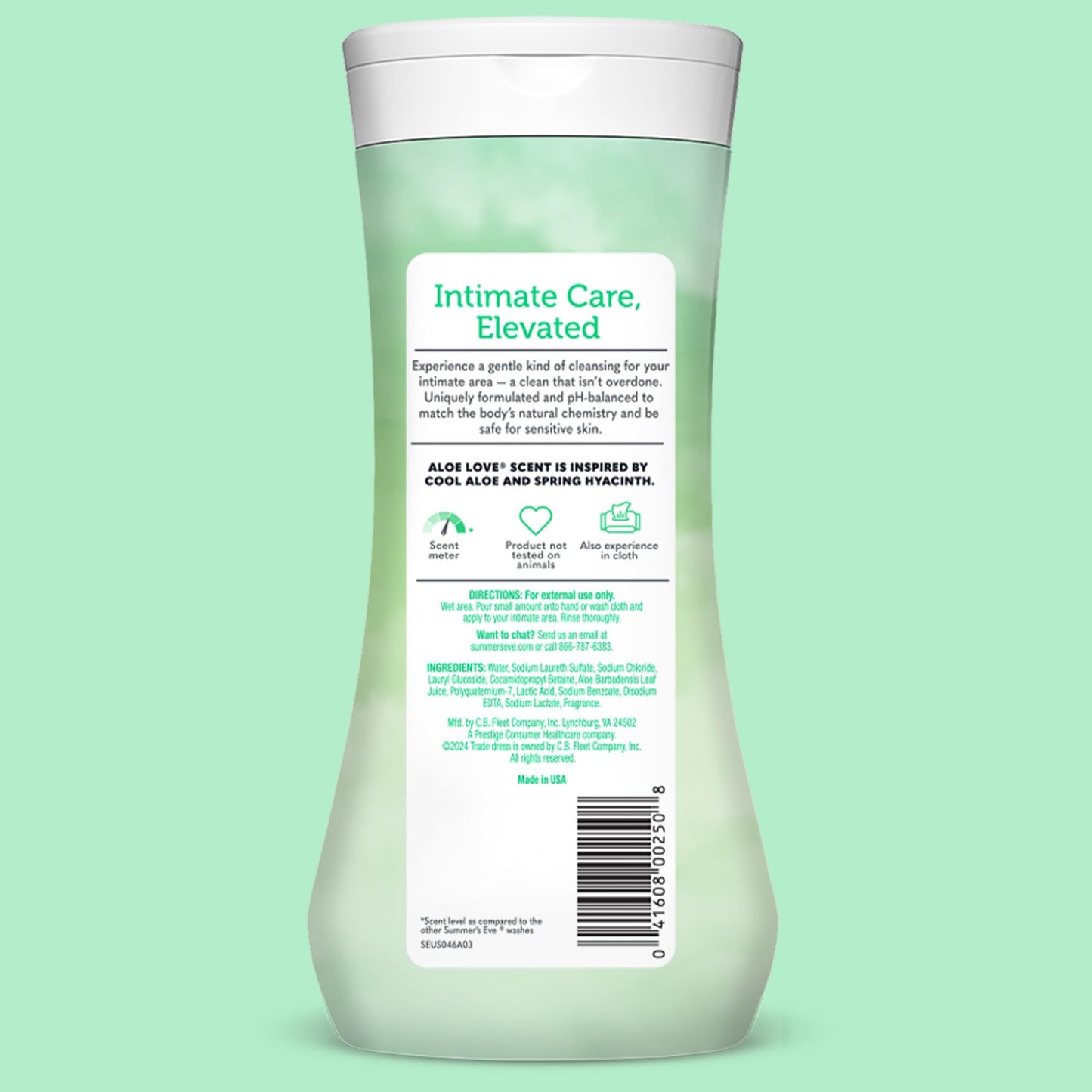 Summer’s Eve Aloe Love All-Over Daily Feminine Wash, Gentle pH-Balanced Body Wash for Women, Feminine Care to Remove Vaginal Odor, Gynecologist Tested, 15 Fl Oz, Pack of 12