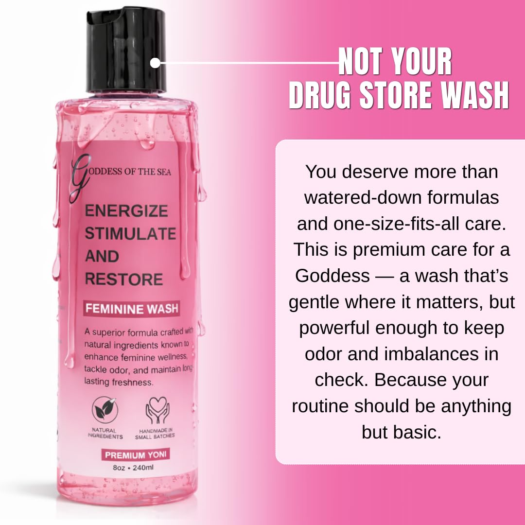 Premium Yoni Feminine Wash – pH Balance Minty Feminine Wash – Natural Ingredients Feminine Care Daily Wash Great for Odor, Discharge, Dryness, BV – 8oz Bottle