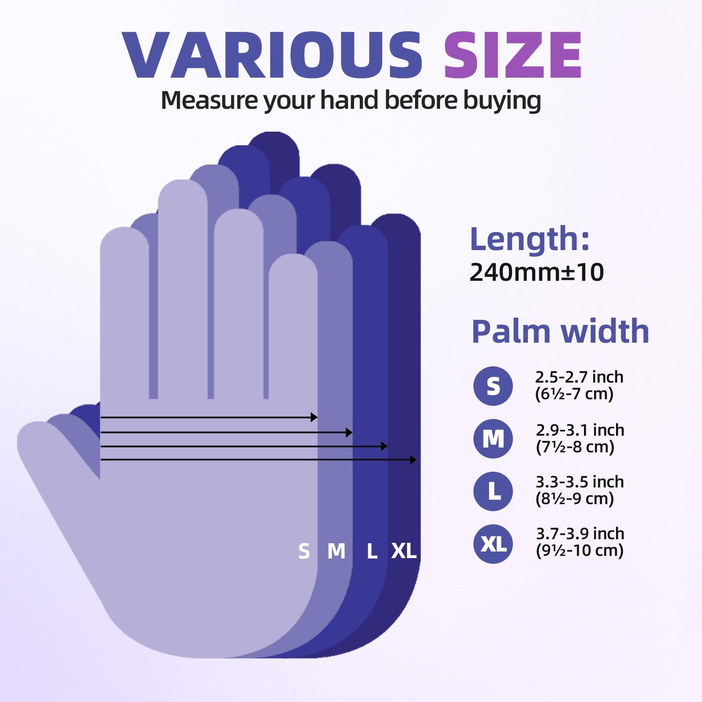 Basic Nitrile Exam Gloves, Medical Violet Blue Gloves Disposable Latex Free Powder-Free For Exam, Food Prep Cleaning, Large Case Of 1000, L, NGPF1036