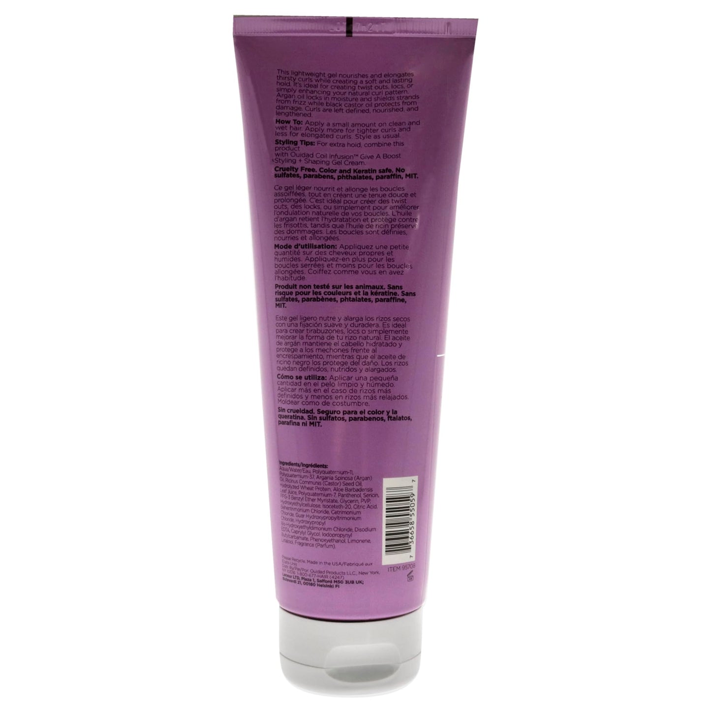 Ouidad Coil Infusion Give a Boost Styling + Shaping Gel Cream for Curly Hair, 8.5 oz - Hydrating Peptide & Black Castor Oil Formula for Defined Coils, Frizz Control, Lightweight Hold, Paraben-Free