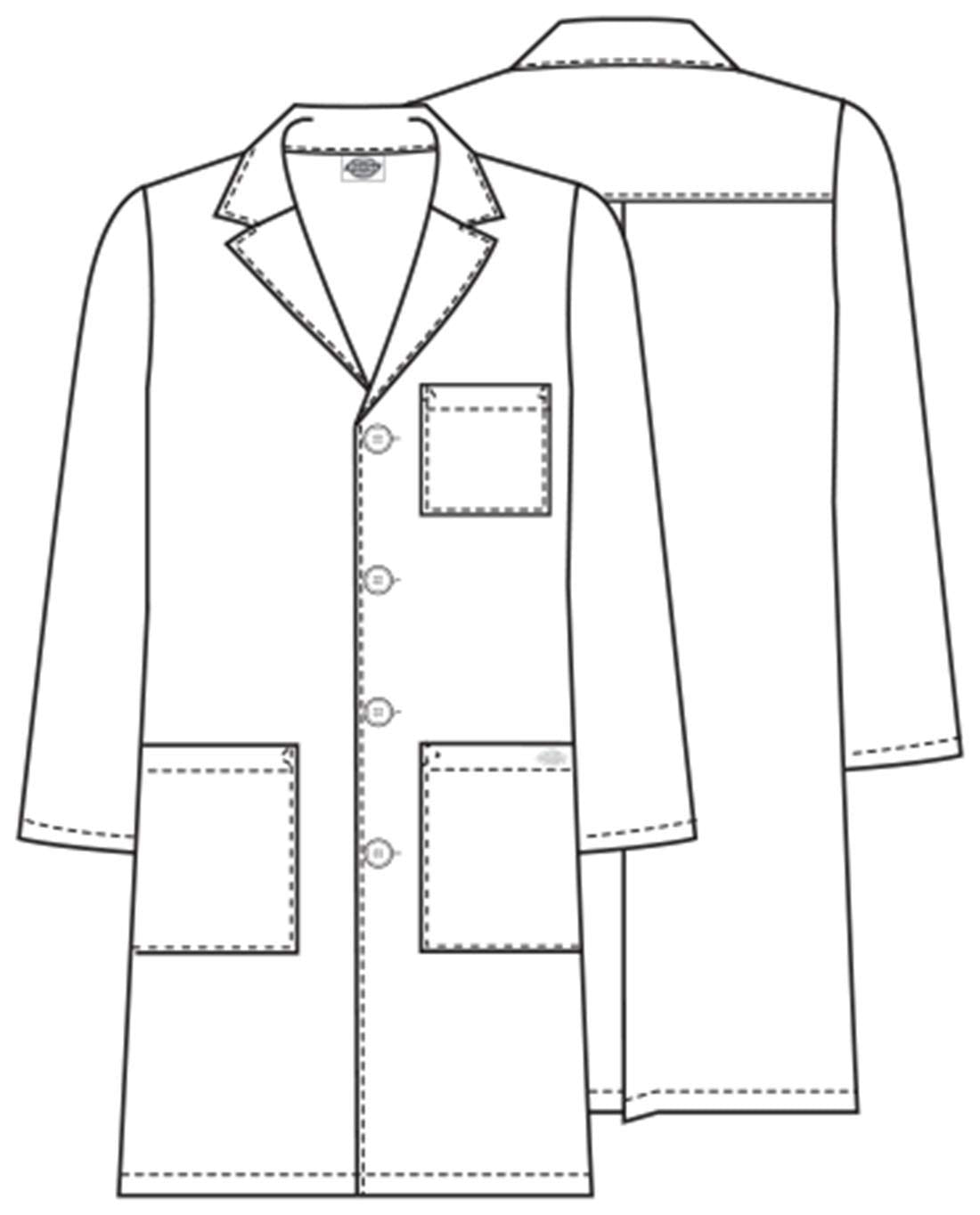 Dickies Lab Coat for Men and Women 40" Button Front Closure Unisex Lab Coat with 3 Pockets - 83403
