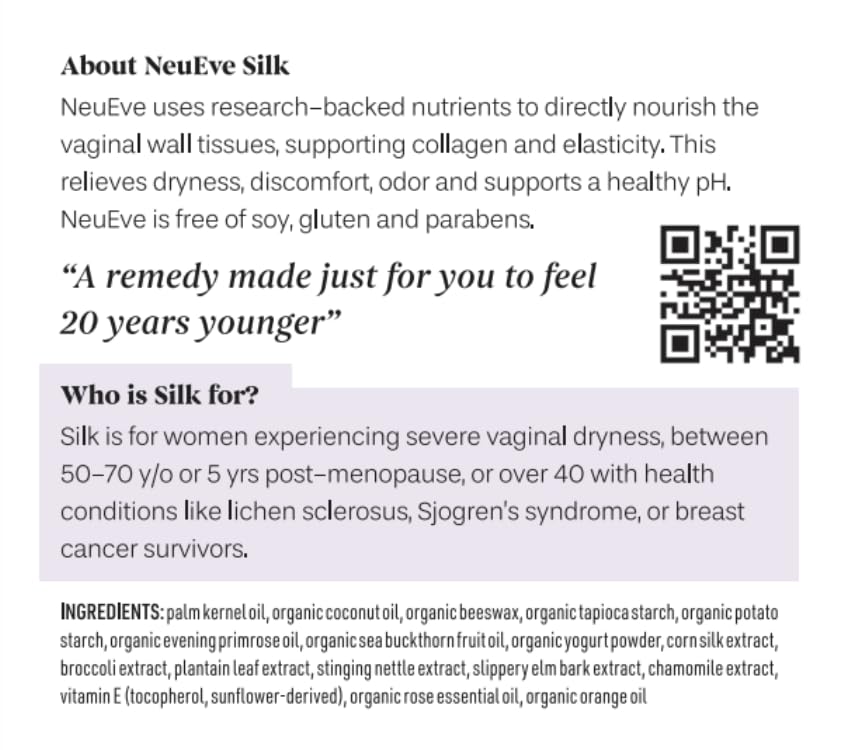 NeuEve Silk Long-lasting Vaginal Moisturizer- Provides Soothing Moisture for Dryness & Discomfort All-Natural Ingredients, Phase 1 | 8 Count | 1-Month Supply