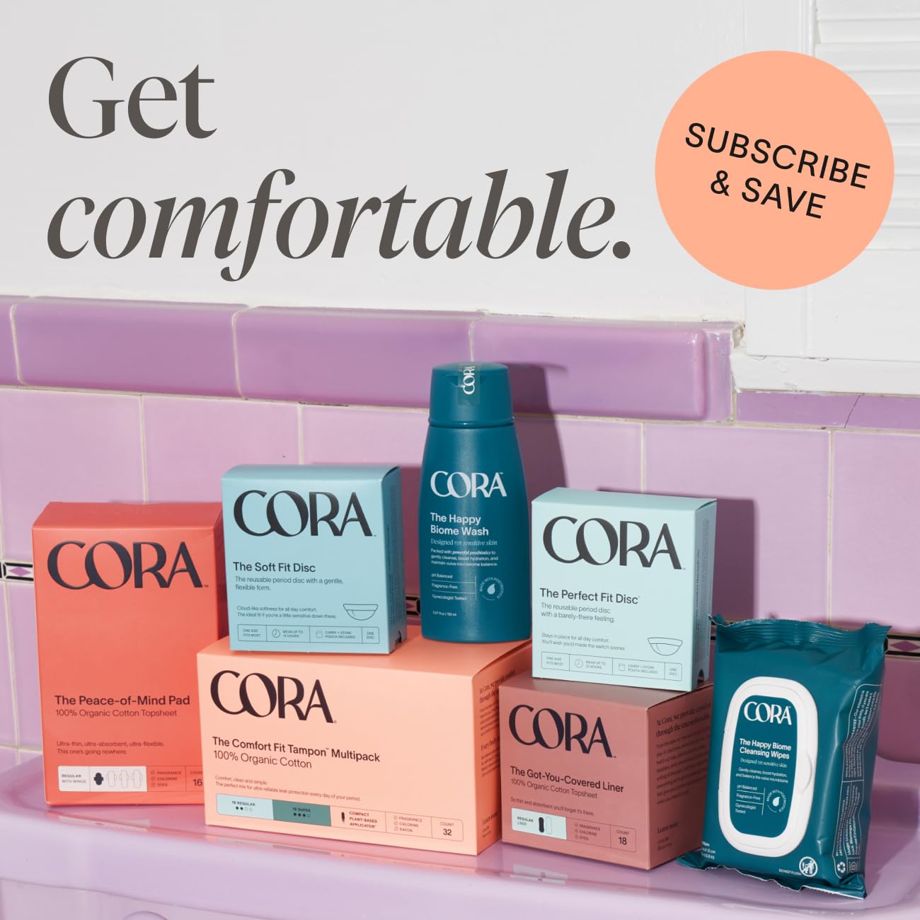 Cora Organic Cotton Tampons (36 Regular Tampons)