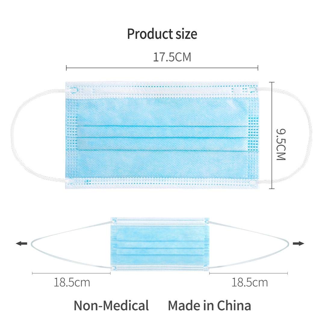 Face Masks, Disposable Face Masks, Breathable Face Mask, 3-Layer Masks 50 Pack Blue
