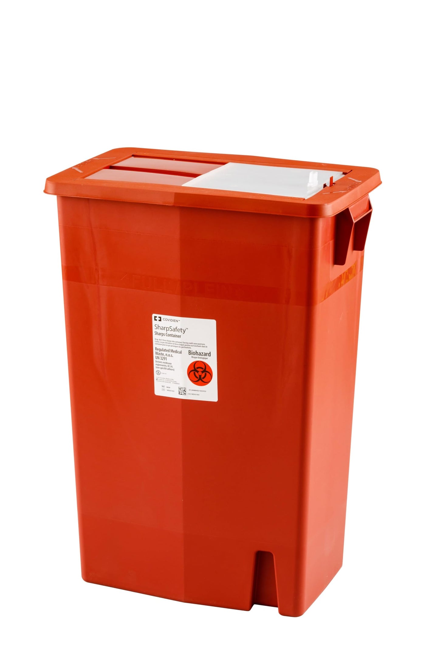 Cardinal Health™ Monoject™ Biohazardous Sharps Container, Slide Lid, Red, 18 Gallon, 8938, Case of 5
