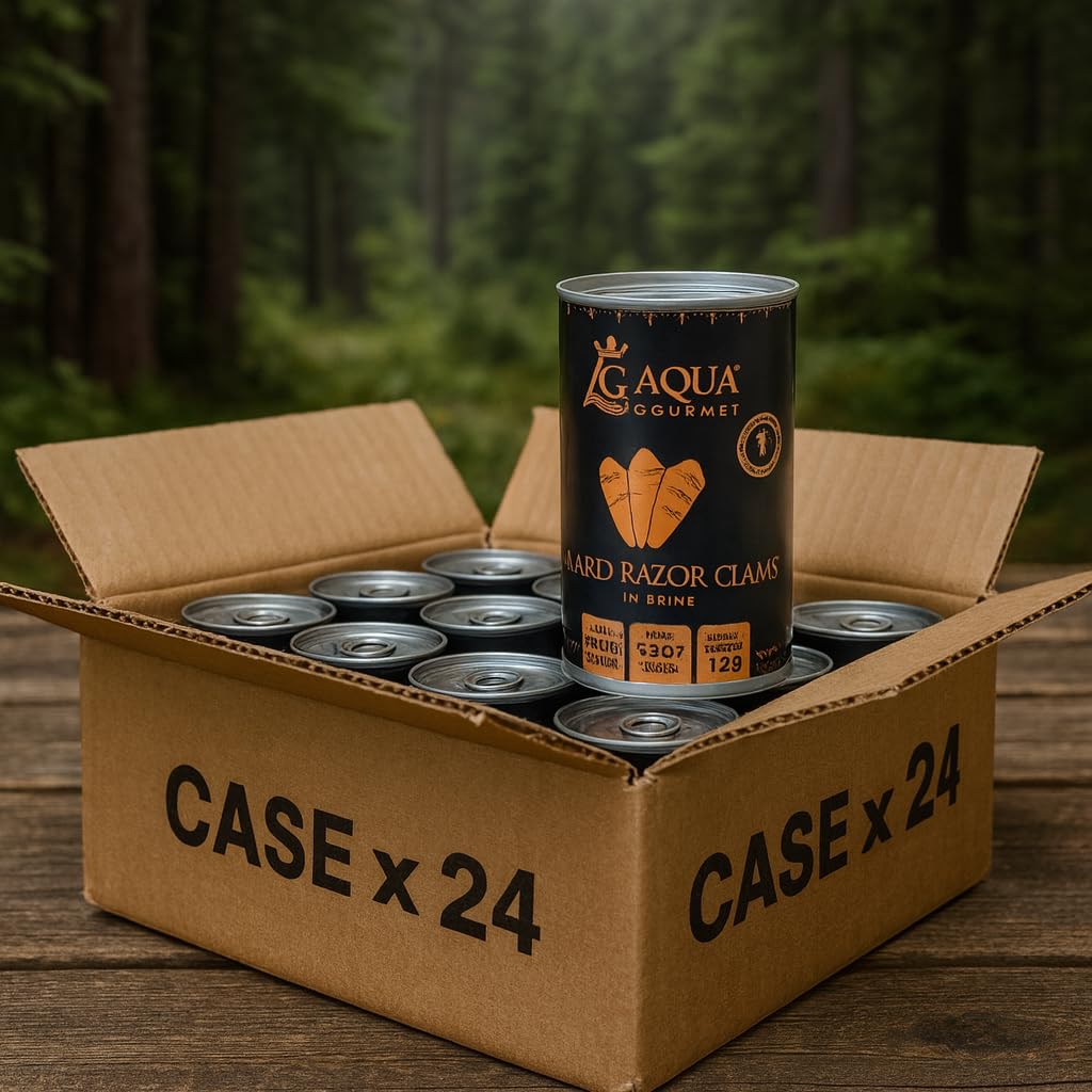 Aqua Gourmet - Canned Hard Razor Clams in Brine, Premium Chilean Seafood, 15 oz Can, Ready to Eat