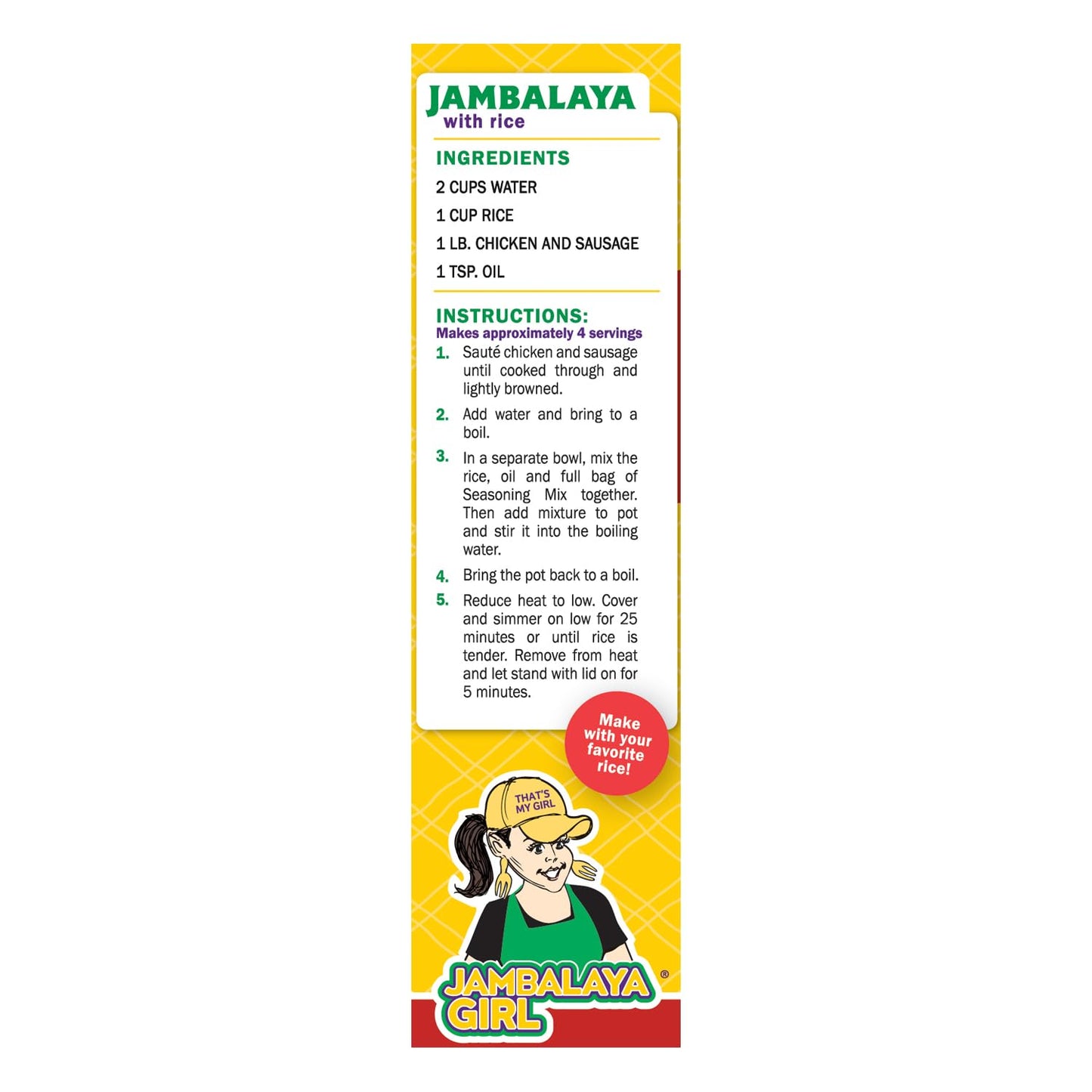 Jambalaya Girl Seasoning - One Pot Seasoning - For Jambalaya and Pastalaya - No Rice Just Spice and Vegetables - 2 oz (4 Pack)
