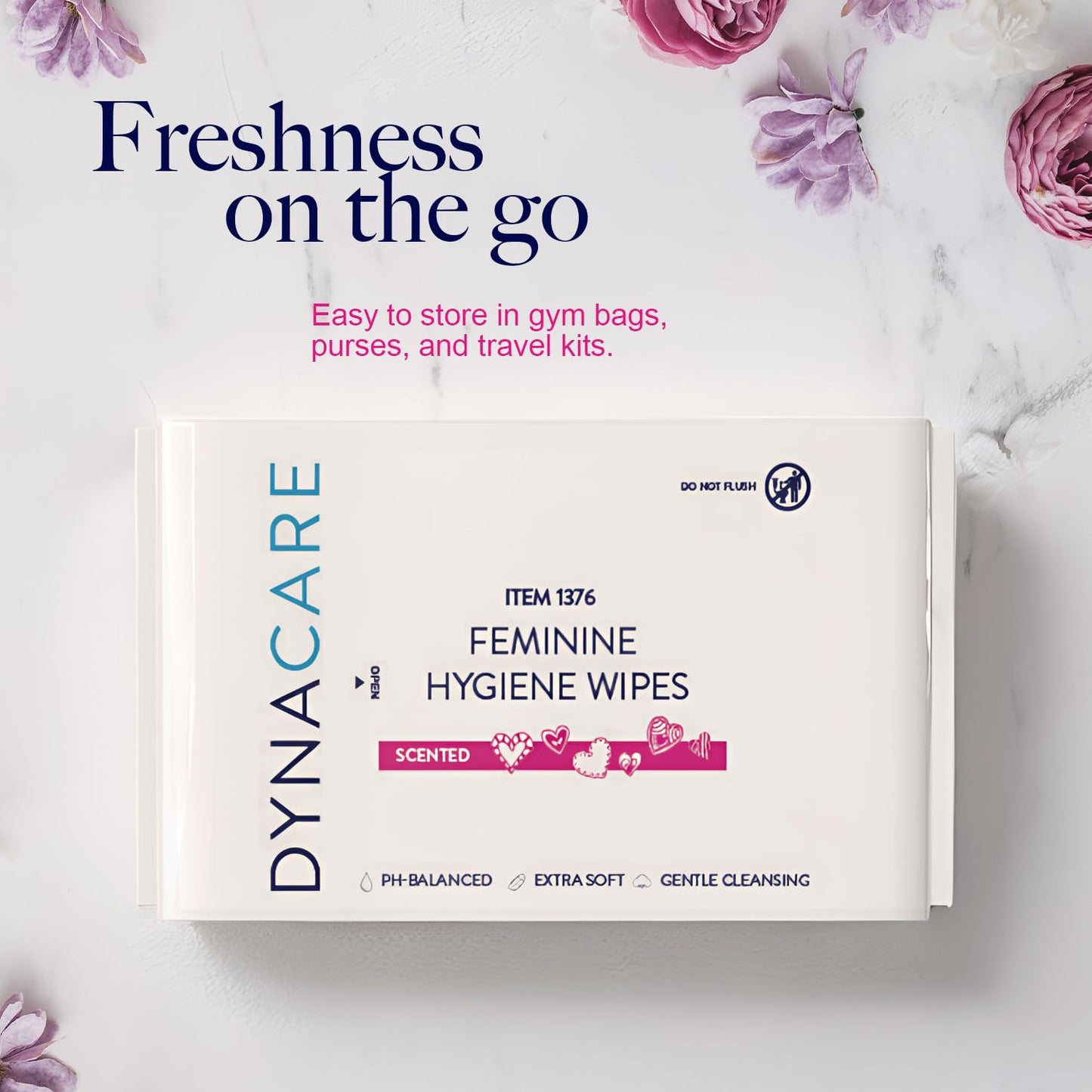 Dynarex HerCare Feminine Hygiene Wipes - 12 Pack, 40 Wipes per Pack - 5.5" x 8" pH-Balanced, Alcohol-Free, Hypoallergenic, Resealable Packs, Travel Essentials for Women