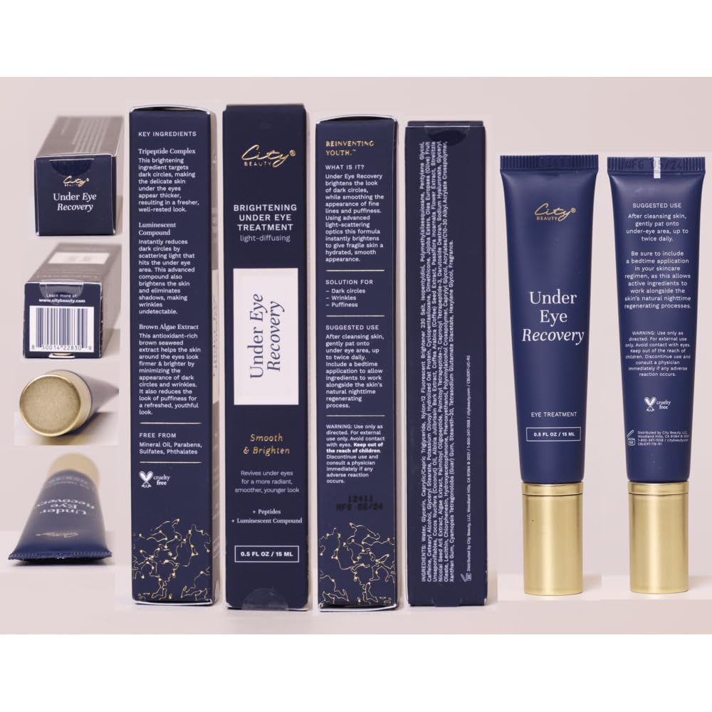 City Beauty Under Eye Recovery - Anti-Aging Eye Cream - Smooth & Brighten - Natural Formula with Peptides - Solution For Dark Circles & Wrinkles - Clean & Cruelty-Free Skin Care