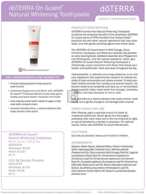 dōTERRA On Guard® Natural Whitening Toothpaste 4.2oz (2 Pack)