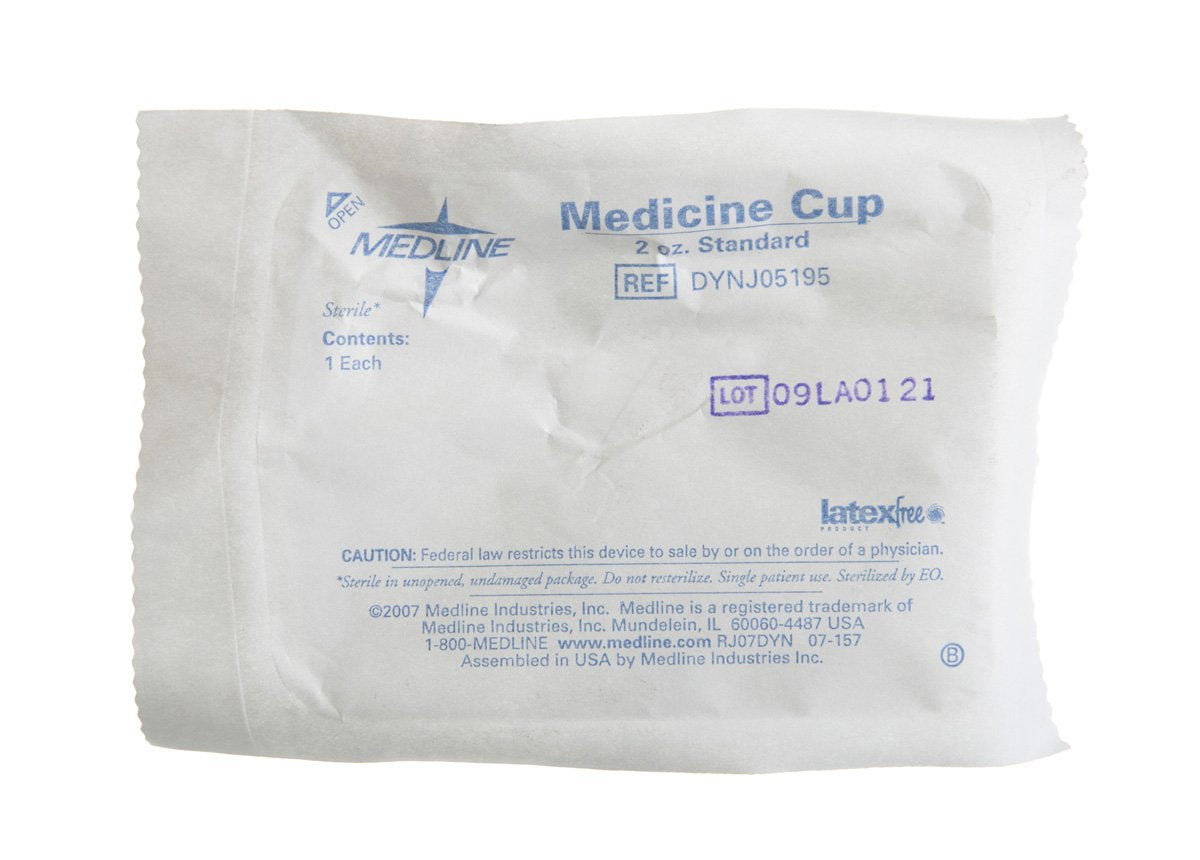 Medline Sterile Graduated Plastic Medicine Cups, 2 Ounces, Sturdy and Durable, Single-Use, Case of 100