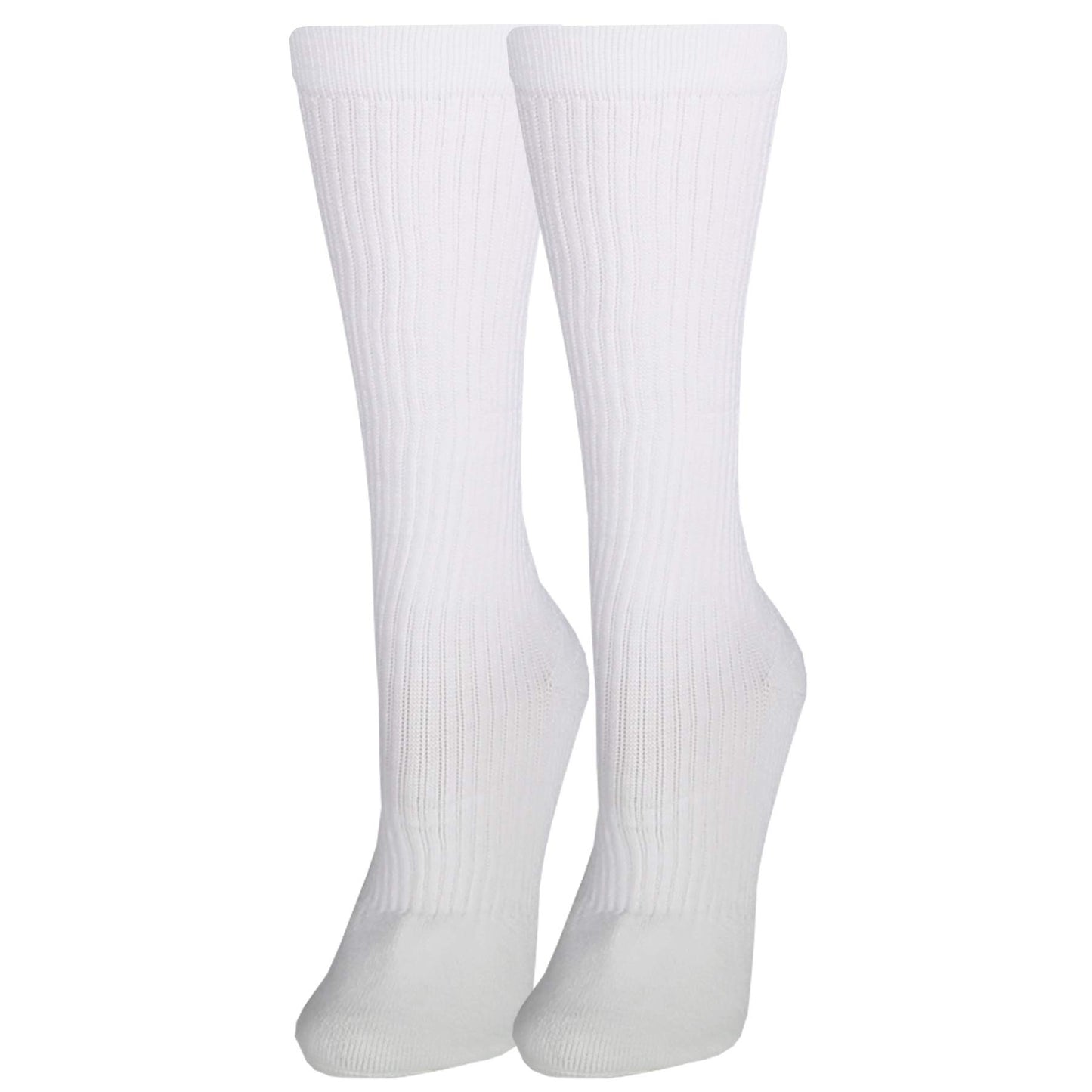 NuVein 15-20 mmHg Medical Compression Socks, Mid Calf Crew Length, Padded Cushion Foot, White, Medium