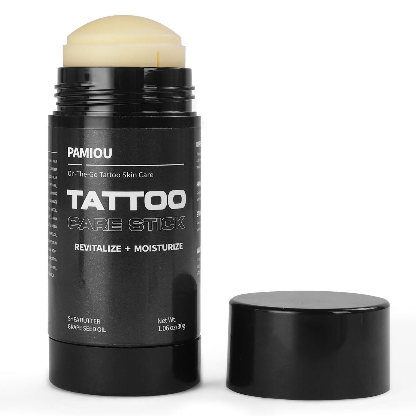 Pamiou Tattoo Aftercare Tattoo Butter Balm, On The Go Tattoo Care Stick, Portable Balm For Color Enhancement, Brightener & Moisturizer With Naturally Derived Ingredients - 1 oz