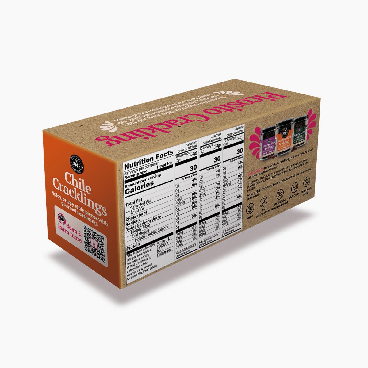 SMP Chile Cracklings Variety Pack – 3 Count (Habanero, Serrano, Jalapeño) – Mexican Chili Crunch & Chili Crisps, 100% Natural, Preservative-Free, Crispy Heat for Tacos, Salsas, Grilled Meats, Snacks