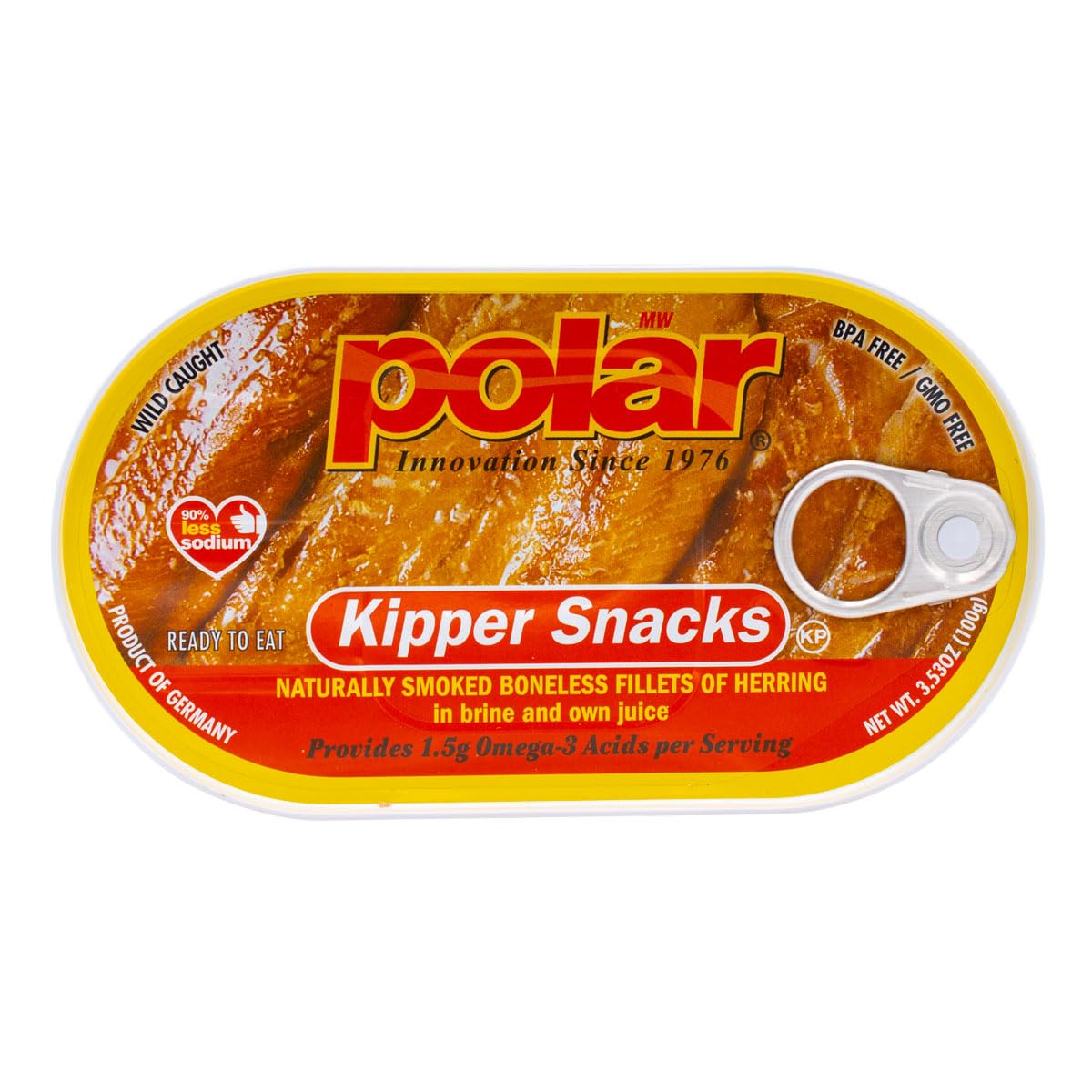 MW Polar Herring, Kipper Snacks, 3.53-Ounce (Pack of 12), 90% Less Sodium, Ready to Eat Canned Fish, Good Source of Vitamin D, Naturally Wood Smoked, No Artificial Flavors or Ingredients