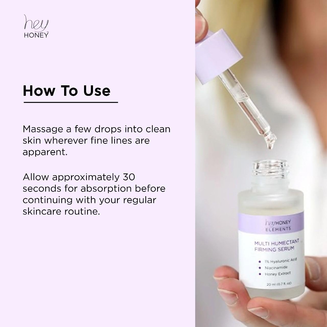 Hey Honey Wrinkle-Smoothing Multi-Peptide Serum | 10% Acetyl Hexapeptide-8 + Honey Extract & Vitamin B5, Visibly Reduce Fine Lines & Expression Wrinkles | 0.67 fl oz (20 mL)