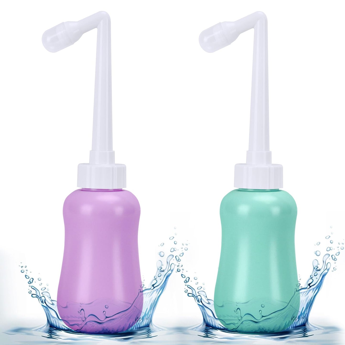 GOLDEN DEER 2 Pack Peri Bottle for Postpartum Care for Perineal Recovery 12.7 OZ Purple&Turquoise