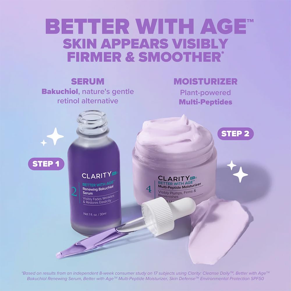 ClarityRx Better With Age Multi-Peptide Anti-Aging Facial Moisturizer, Natural Lifting & Tightening Face Cream, Plant Based, Cruelty Free, Paraben Free (1.7 oz)