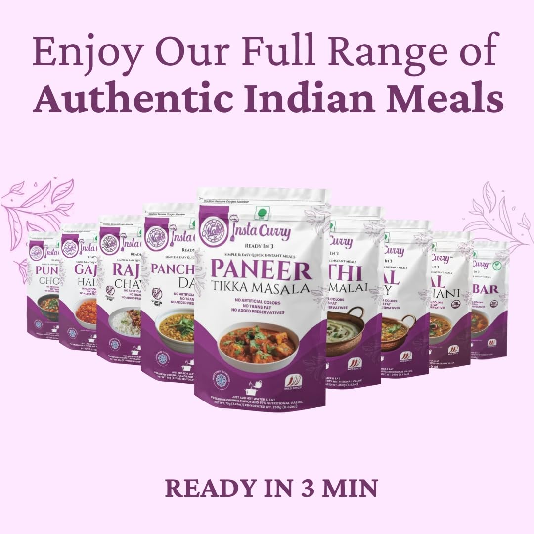 Insta Curry Gajar Halwa - Ready To Eat Indian Food Freeze Dried Carrot Pudding – Vegetarian Meals - Instant Halwa – Healthy Indian Curry Meals Ready in 3 Min – 1 Pack
