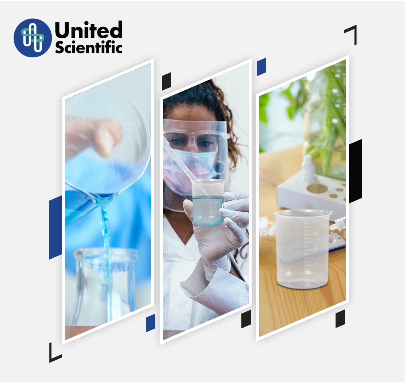 United Scientific™ BP0250 Plastic Beaker, 250mL (8oz) - Polypropylene Plastic - Molded Graduations, Tapered Spout - Pack of 6