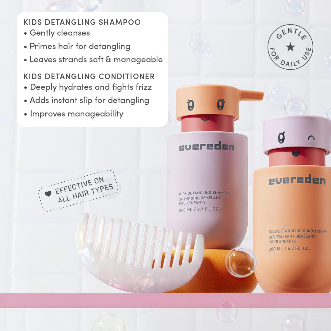 Evereden Kids Routine Bundle - Detangling Shampoo and Conditioner + Multi-Vitamin Face Wash and Face Cream for Kids 3+
