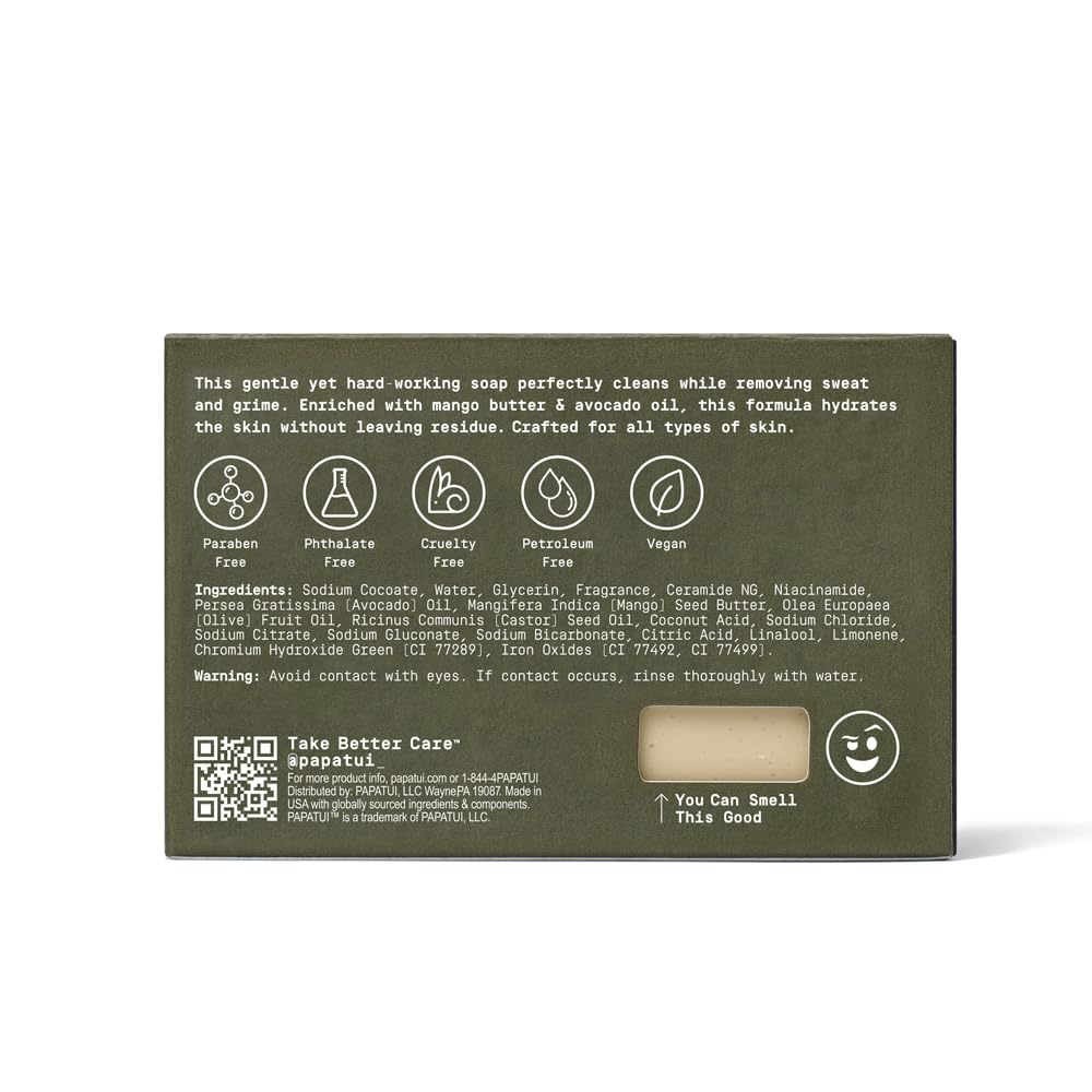 PAPATUI by Dwayne Johnson Enriching Bar Soap for Men | Hydrating Daily cleanser | Moisturizes with Mango Butter and Avocado Oil | Vanilla Shea | 7oz
