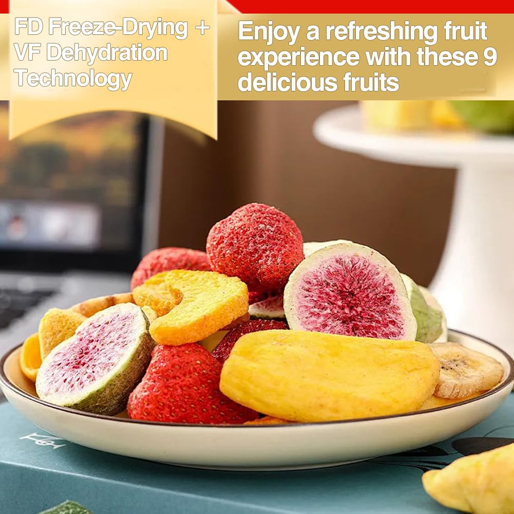 DAMAICHUHAI 9 Types Freeze-Dried Mixed Fruit, Healthy Snacks For Kids,Dried Apples,Kiwi Fruit Dry,Freeze Dried Strawberries Wait,Holiday Gifts,3.5 Ounces(Mixed Pack)