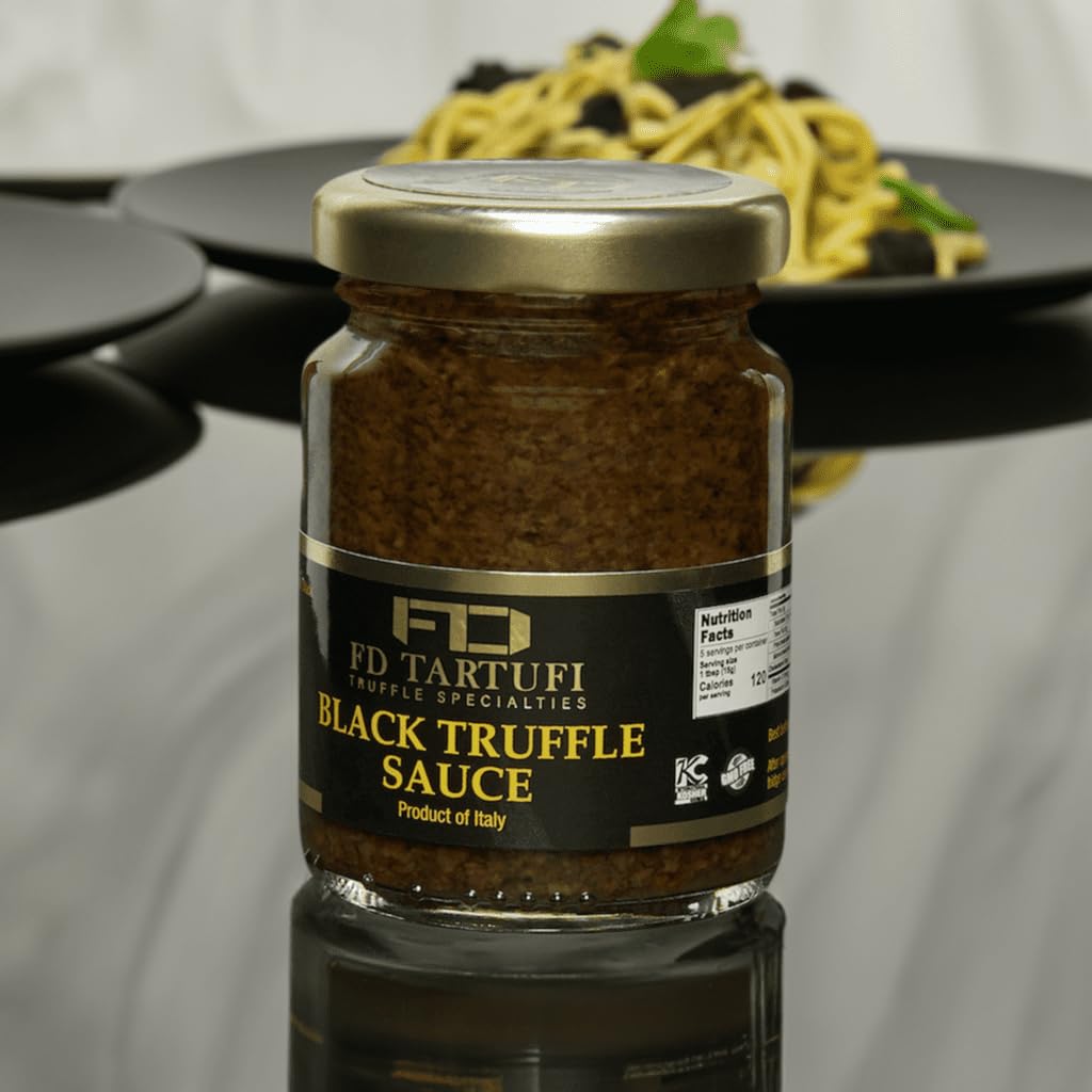 FD TARTUFI Black Truffle Sauce 80g (2.82oz), (Tuber Melanosporum) Gourmet Sauce | Kosher | non gmo | Made in Italy | Mushrooms | Truffles | Specialty Food