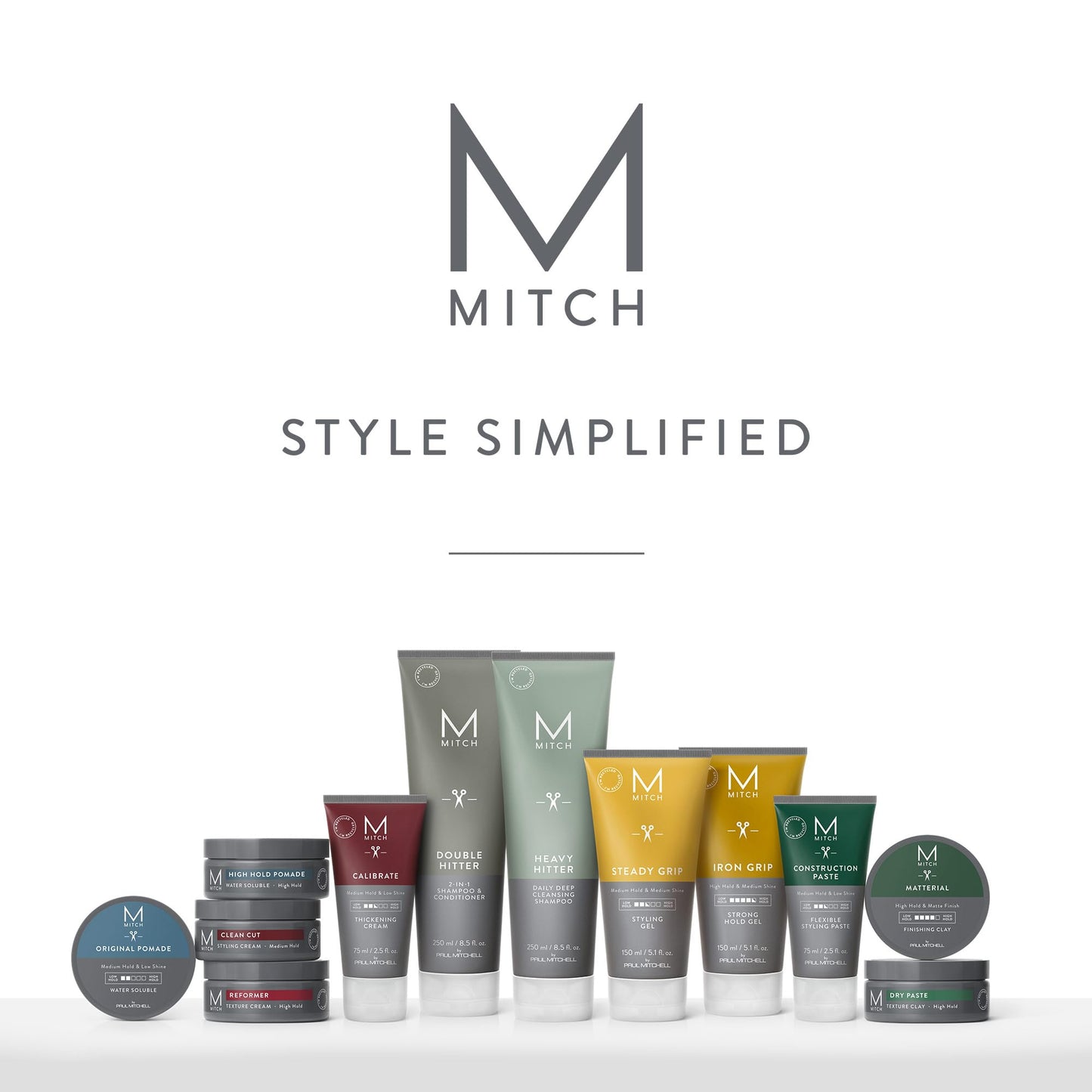 MITCH by Paul Mitchell Matterial Finishing Clay for Men, High Hold, Ultra-Matte Finish, For All Hair Types, 3 oz.