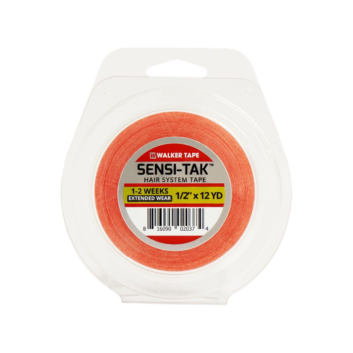 Walker Tape Co. Sensi-Tak Tape. Double-Sided. 1/2" x 12 Yards. Authentic Walker Tape red