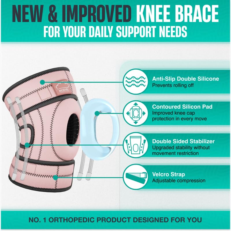 Modvel ELITE Knee Brace With Side Stabilizers & Patella Gel Pads for Maximum Knee Pain Support and Fast Recovery for Men and Women, Knee Pad for Running, Workout, Arthritis, Joint Recovery