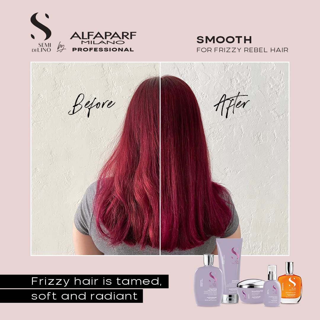 Alfaparf Milano Semi di Lino Smoothing Cream - Frizz Control - Protects from Heat and Humidity - Straightens, Smooths, and Hydrates (4.23 fl. oz.)