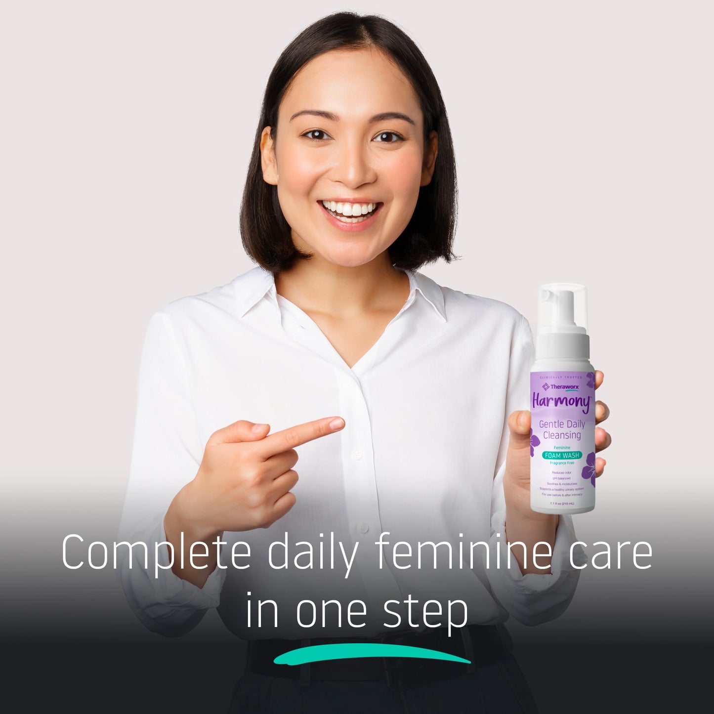 Theraworx Harmony Daily Feminine Care Foam, Gentle Daily Cleansing Fragrance Free, Reduces Odor, pH Balanced - 7.1 fl oz - 3 Count