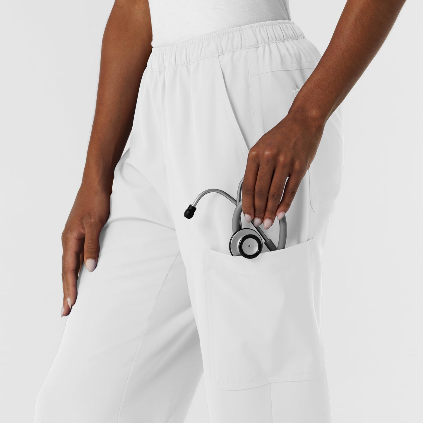 Wink NURTUR Scrubs for Women, Straight Leg Cargo Scrub Pant - White, L