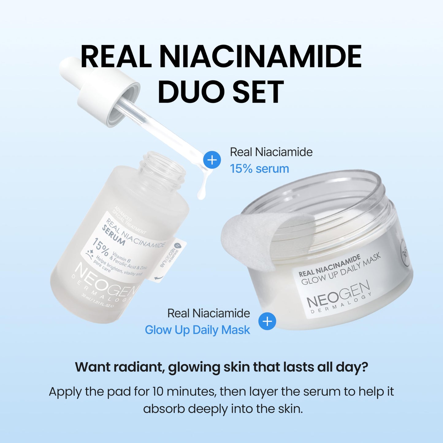 DERMALOGY by NEOGEN Real 15% Niacinamide Serum, Pore Minimizing & Dark Spot Correcting Face Serum with Zinc, Hydrating Vegan Korean Skincare, 1.01 fl oz (30 ml)