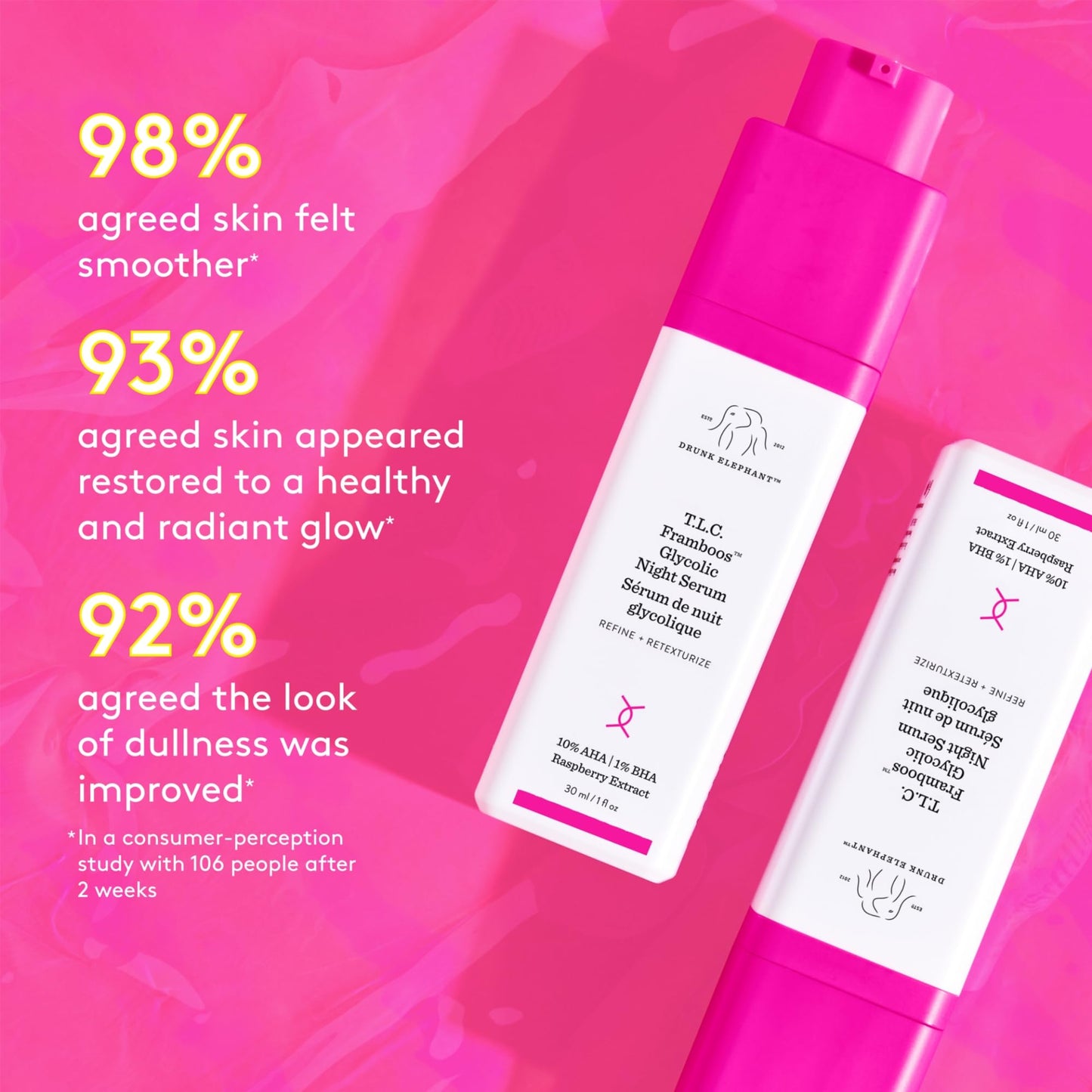 Drunk Elephant Opening Night Kit - Bora Barrier Cream (50ml/1.69 fl oz), Mello Marula Cream Cleanser (60ml/2 fl oz), TLC Framboos Glycolic Night Serum (15ml/.5 oz), Ceramighty Cream (5ml/.16 fl oz)