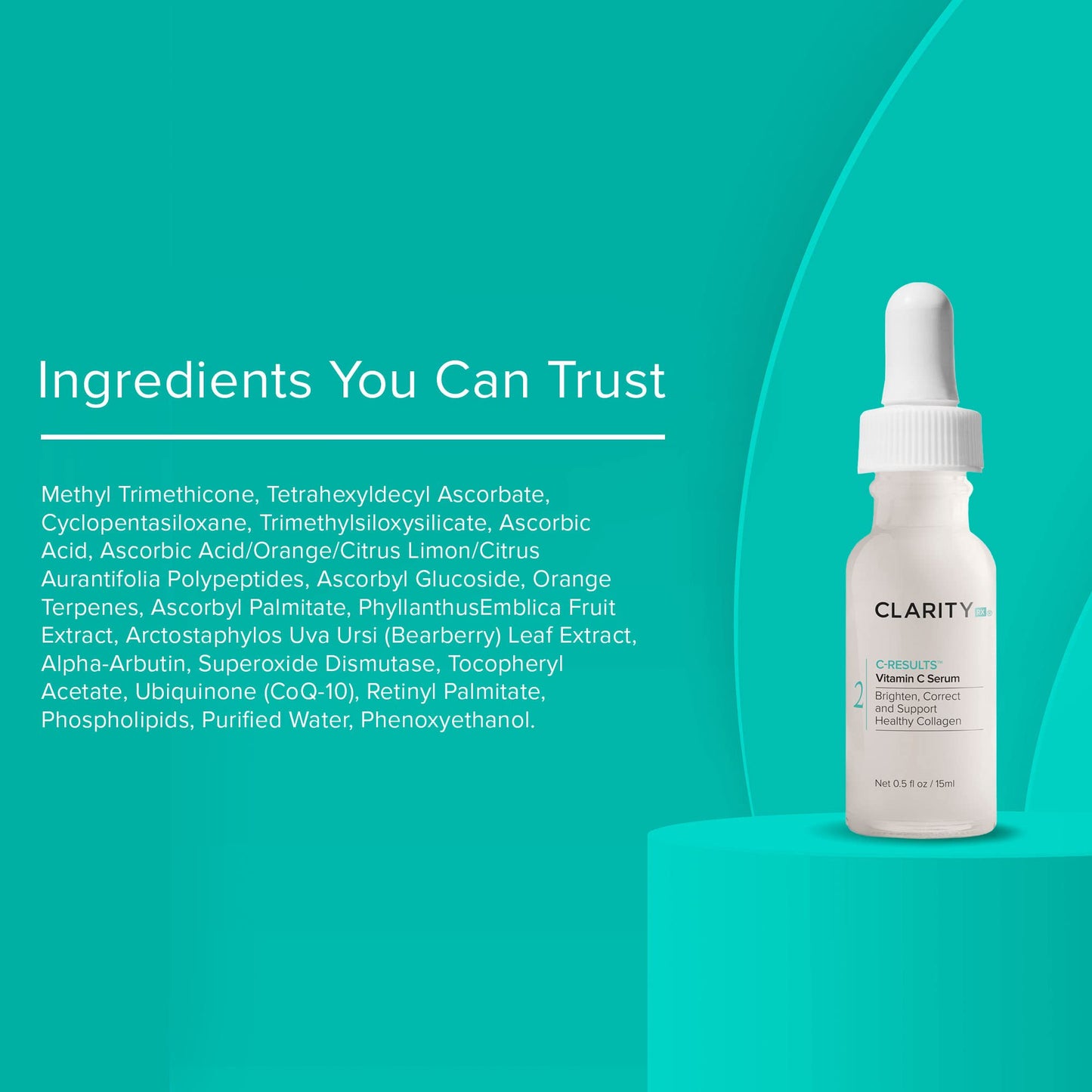 ClarityRx C-Results Vitamin C Brightening Face Serum, Natural Plant-Based Anti-Aging Facial Treatment for Dark Spots & Acne Scars