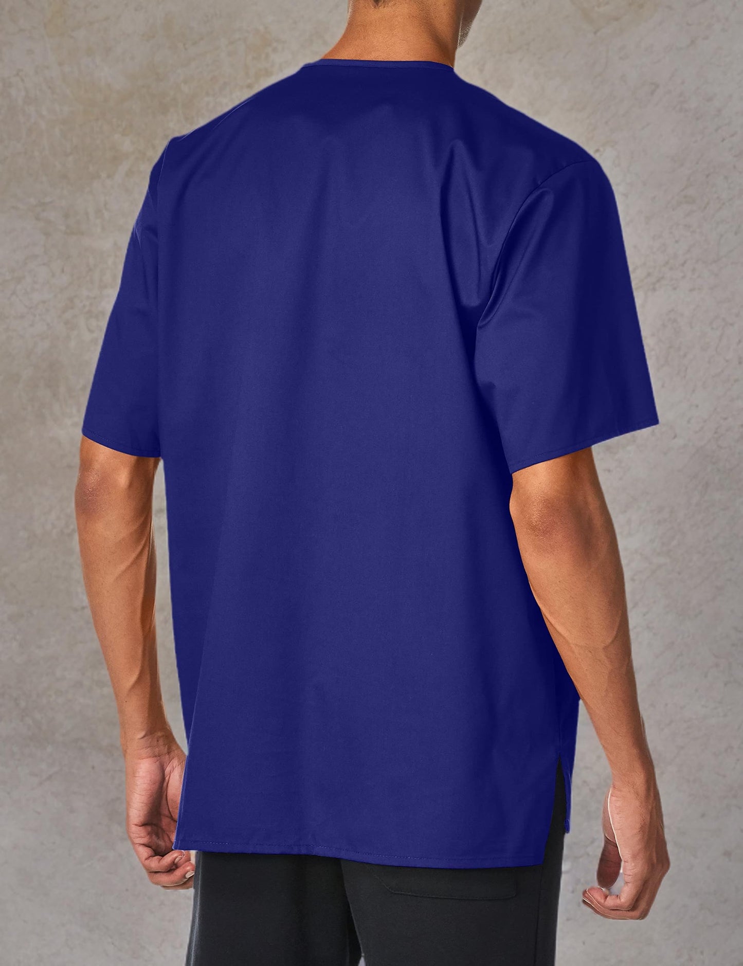 WonderWink Men's V-Neck Top, Galaxy Blue, Large