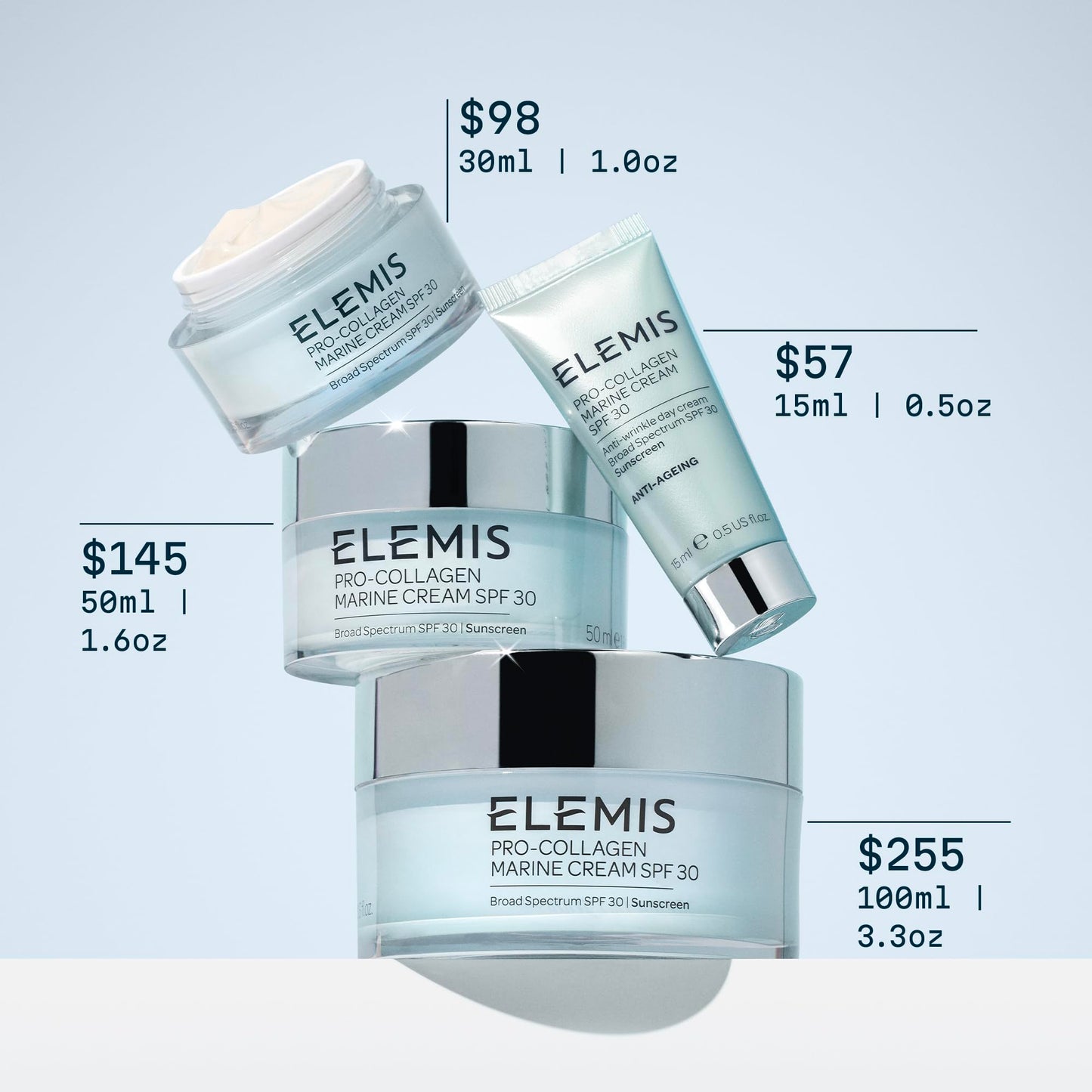 ELEMIS Pro-Collagen Marine Cream SPF 30, Lightweight Anti-Wrinkle Daily Facial Moisturizer