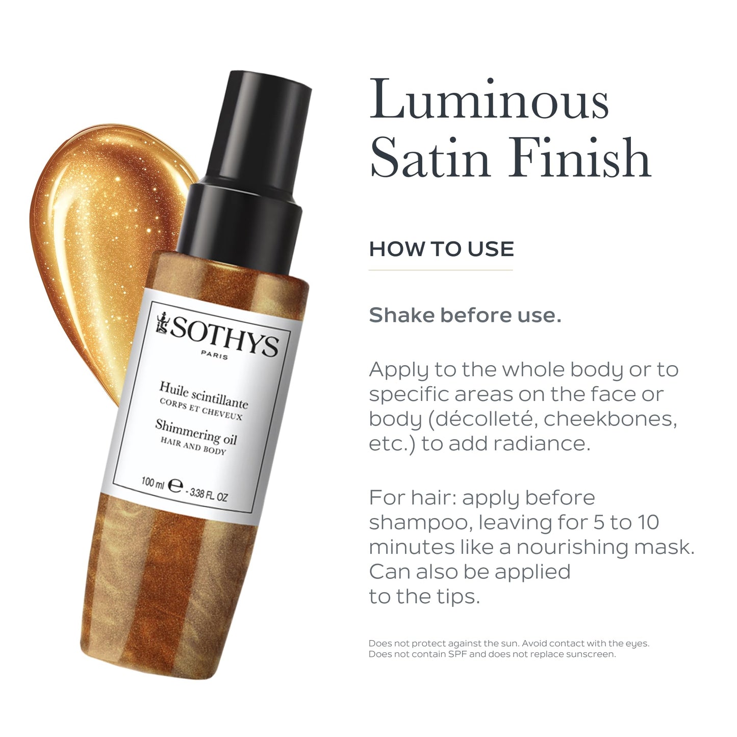 SOTHYS Shimmering Oil for Hair & Body | Glow-Enhancing Moisturizer with Shea | Radiant Skin & Soft, Nourished Hair