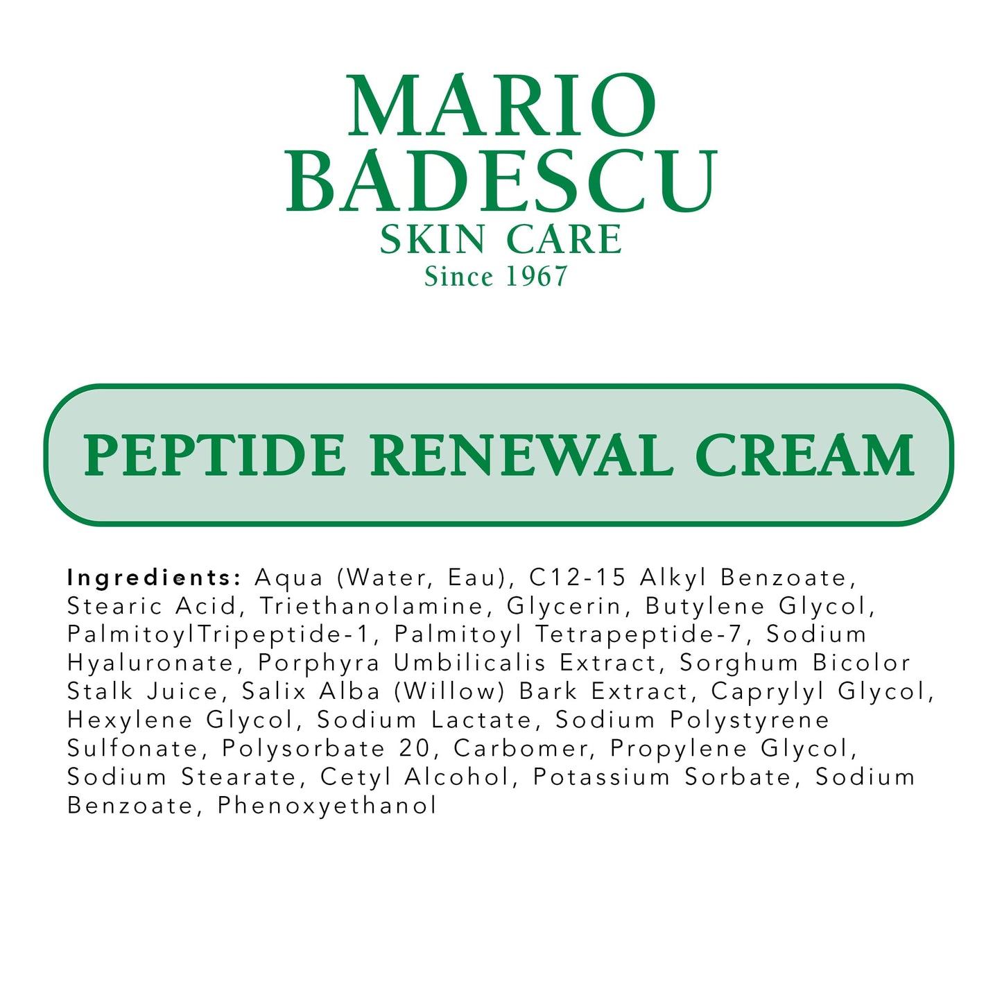 Mario Badescu Peptide Renewal Cream for Combination, Dry and Sensitive Skin | Anti-aging Face Cream Formulated with Palmitoyl Tripeptide-1 & Sodium Hyaluronate | 1 Ounce