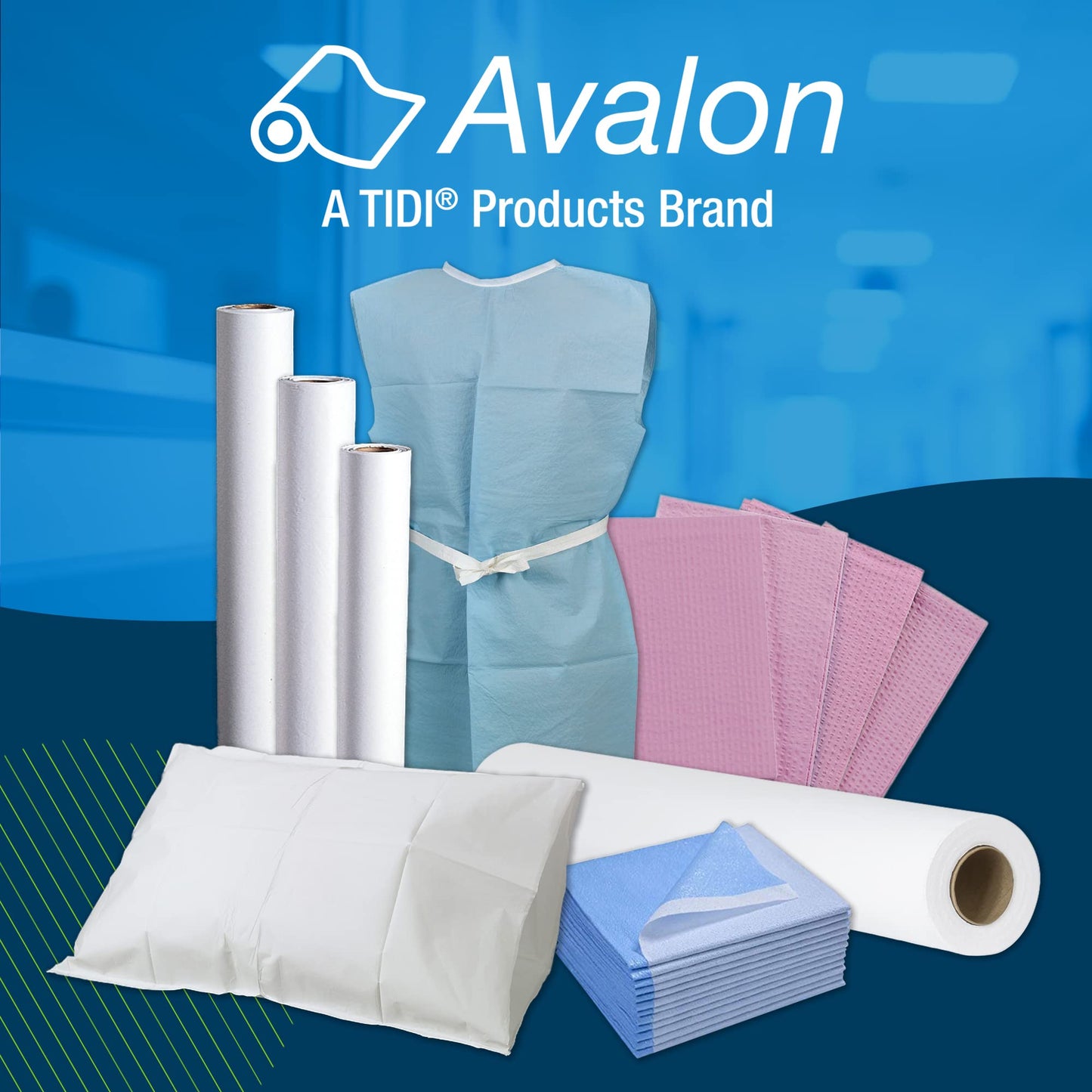 TIDI 617 Avalon Exam Table Paper, White, 21” x 125’ (Pack of 12) ― Standard Crepe Paper ― Hygienic Barrier ― for Medical Offices, Exam Rooms, Daycare Centers, Spas, Tattoo Studios ― Medical Supplies