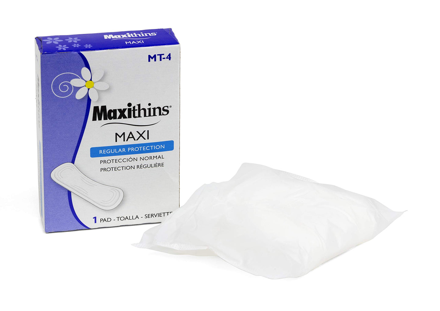 Hospeco Tampax Tampons T500 (Case of 500) and HOSPECO MT4 Maxithins Vended Sanitary Napkins #4 (Case of 250 Individually Boxed Napkins)