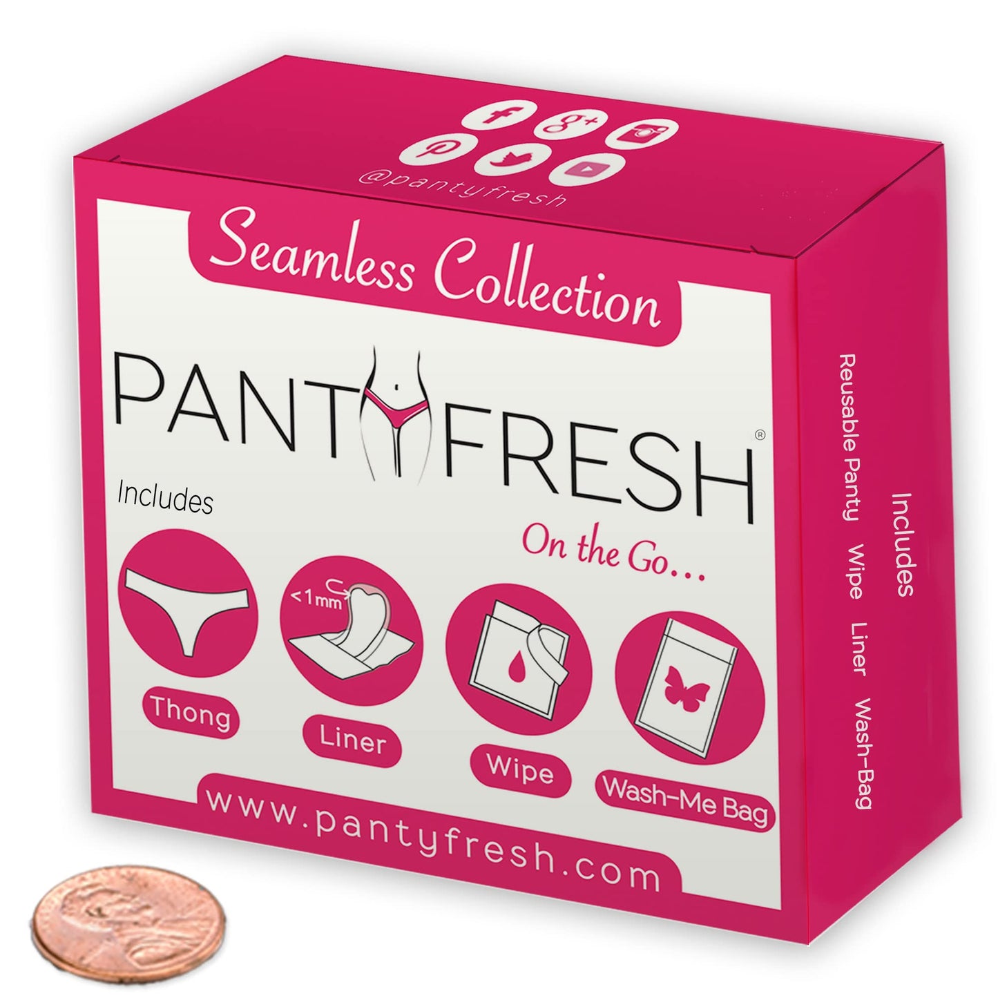 to-Go Panty Kit Includes 4 Items Seamless Thong Underwear Fresh Wipe Pantyliner & Washbag Travel First Period Kit Feminine Hygiene Incontenance Emergency
