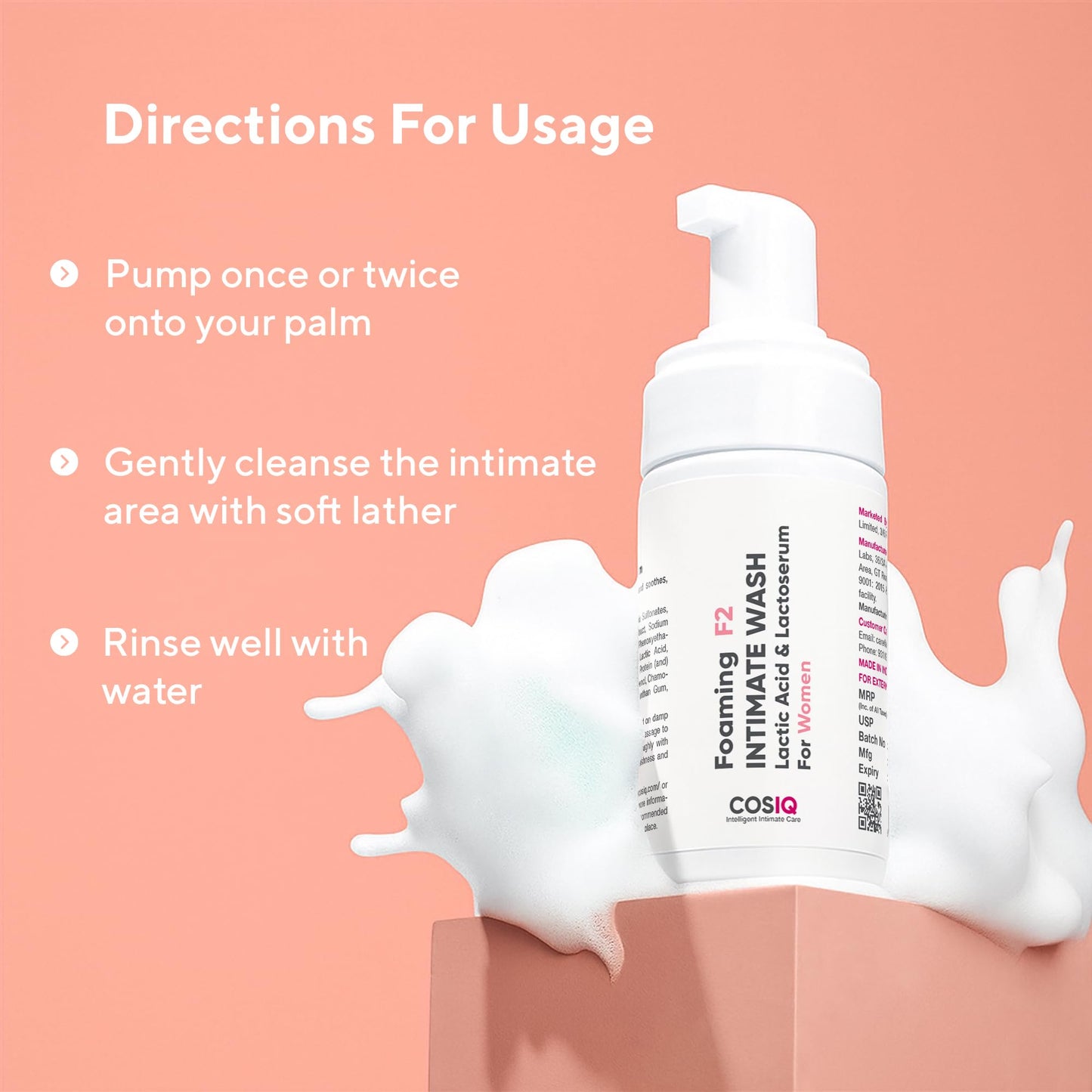 Cos-IQ Brightening Intimate Wash for Women, 100ml | Hygiene Wash with Lactic Acid & Lactoserum | Vaginal Wash, Prevents Itching, Irritation & Dryness, Suitable for All Skin Types